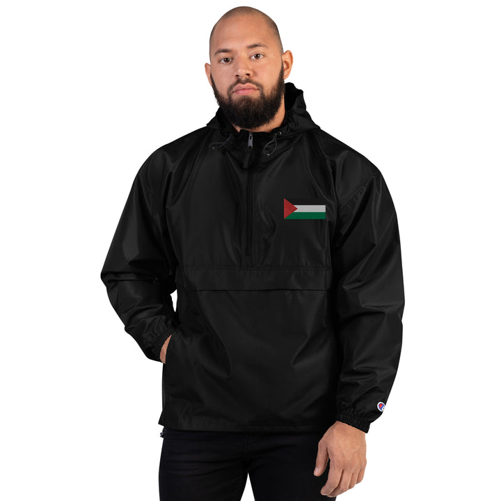 Men Embroidered Champion Packable Jacket | Palestine Flag