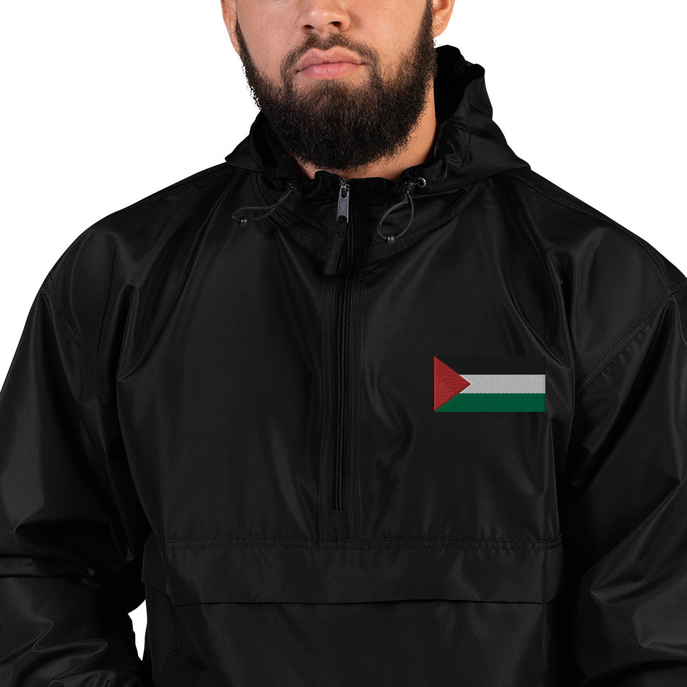 Men Embroidered Champion Packable Jacket | Palestine Flag