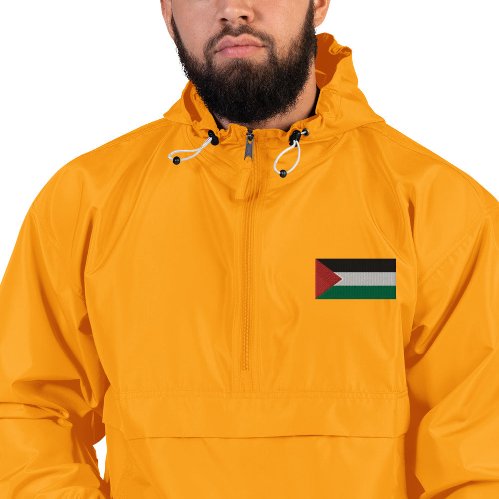 Men Embroidered Champion Packable Jacket | Palestine Flag