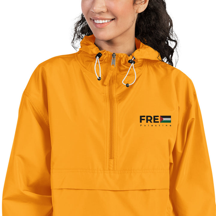 Women Embroidered Champion Packable Jacket | Free Palestine