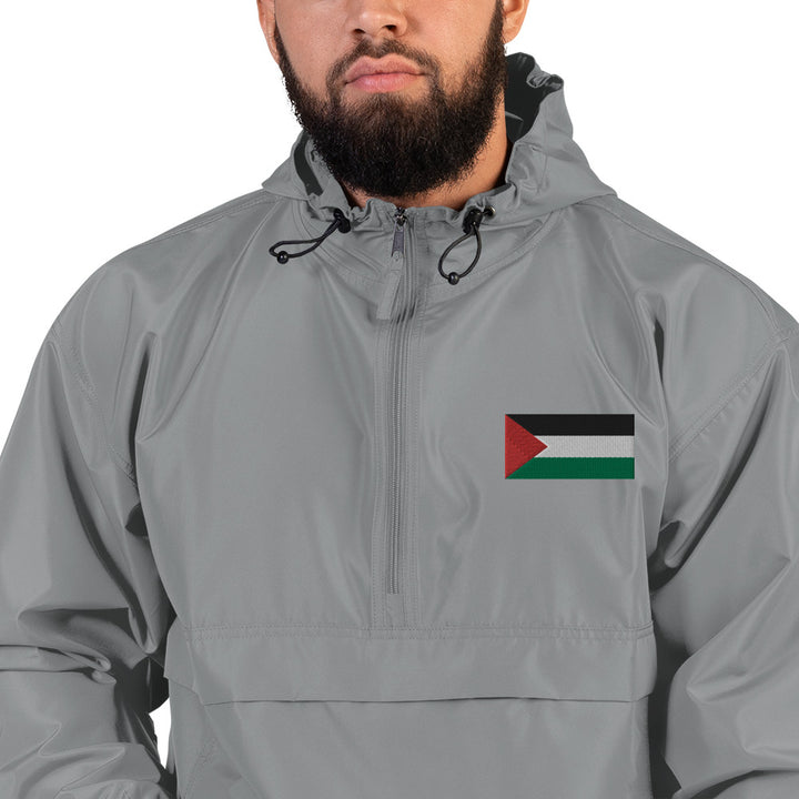 Men Embroidered Champion Packable Jacket | Palestine Flag