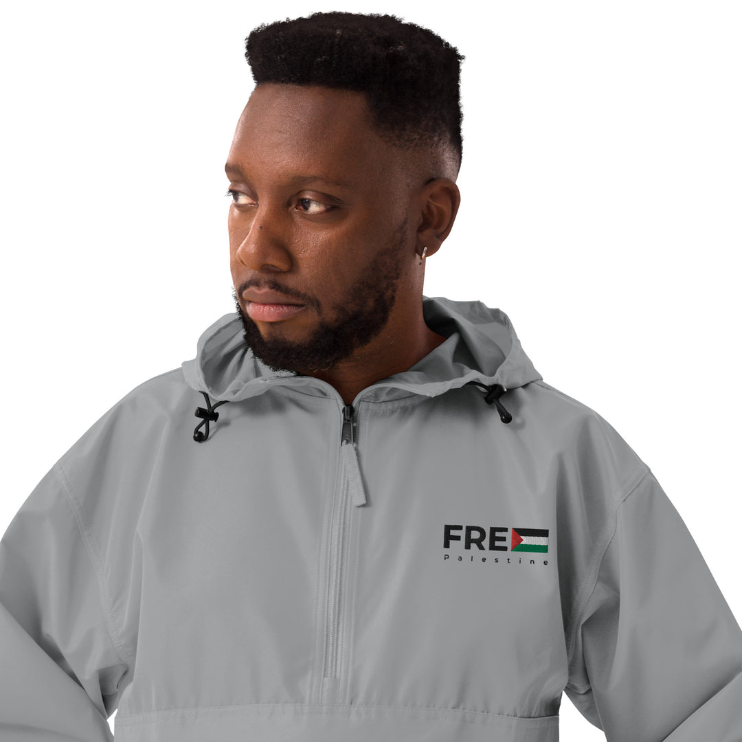 Men Embroidered Champion Packable Jacket | Free Palestine