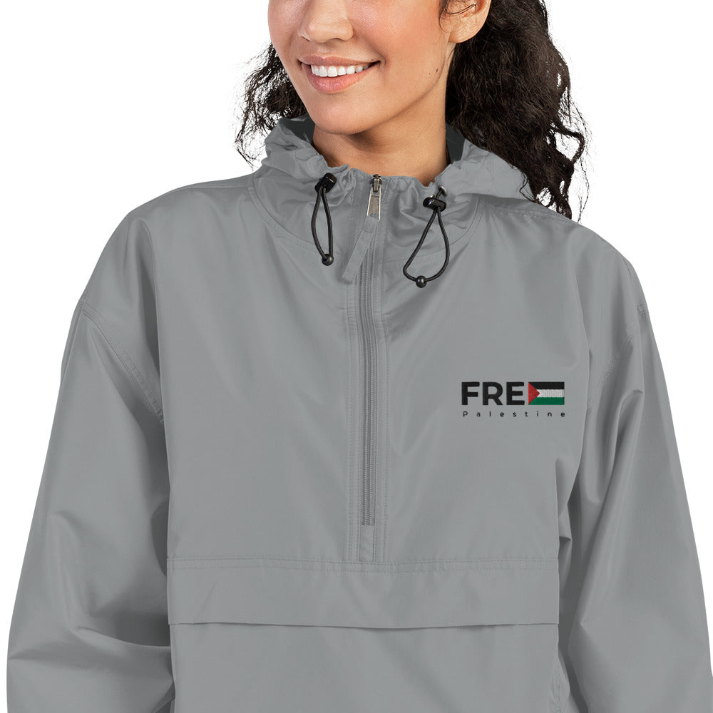 Women Embroidered Champion Packable Jacket | Free Palestine