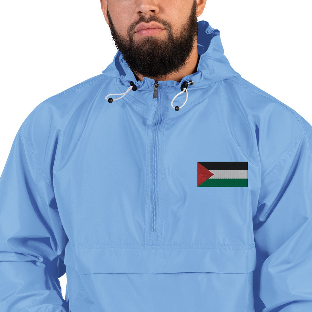 Men Embroidered Champion Packable Jacket | Palestine Flag