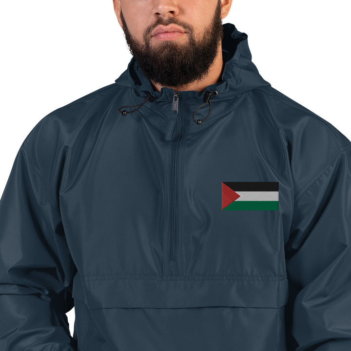 Men Embroidered Champion Packable Jacket | Palestine Flag