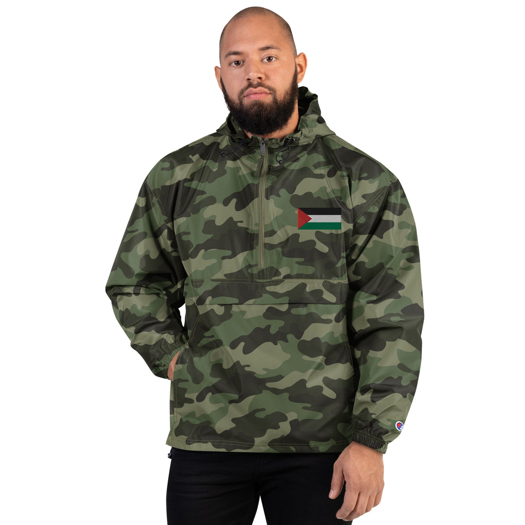 Men Embroidered Champion Packable Jacket | Palestine Flag