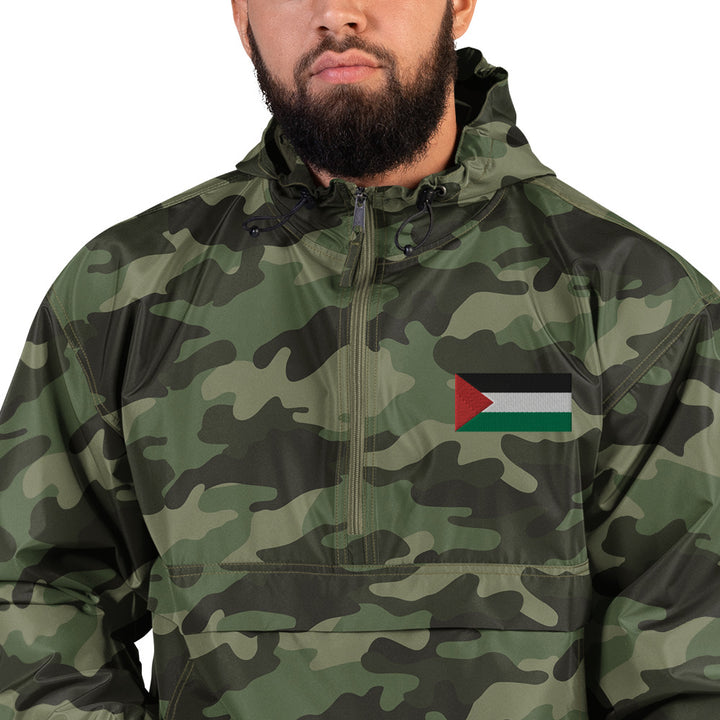 Men Embroidered Champion Packable Jacket | Palestine Flag