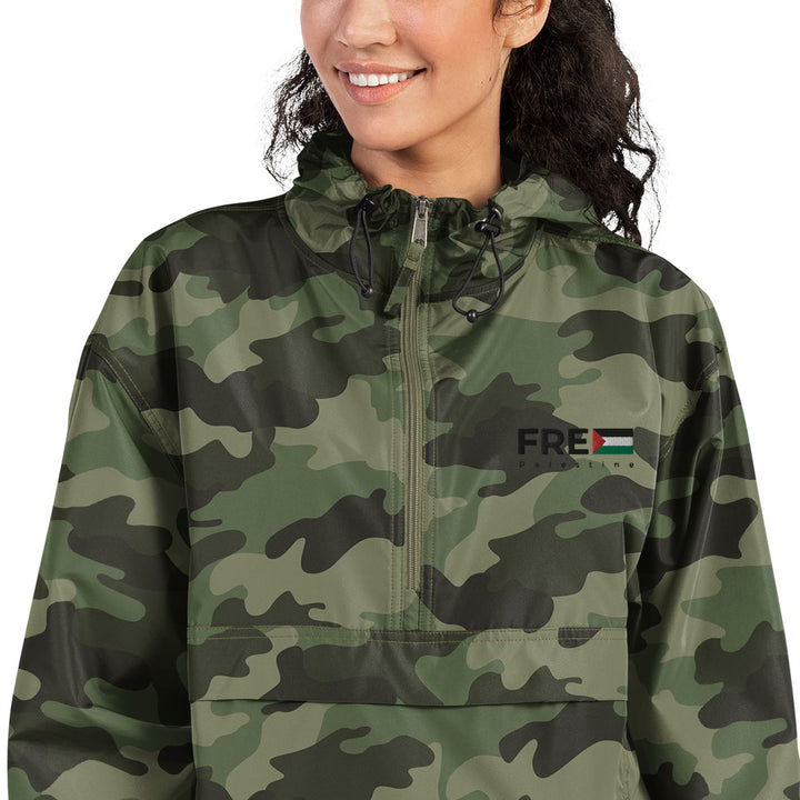 Women Embroidered Champion Packable Jacket | Free Palestine