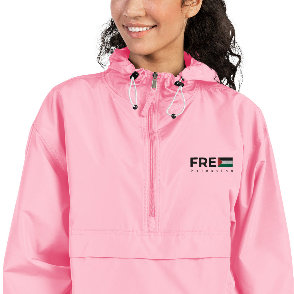 Women Embroidered Champion Packable Jacket | Free Palestine