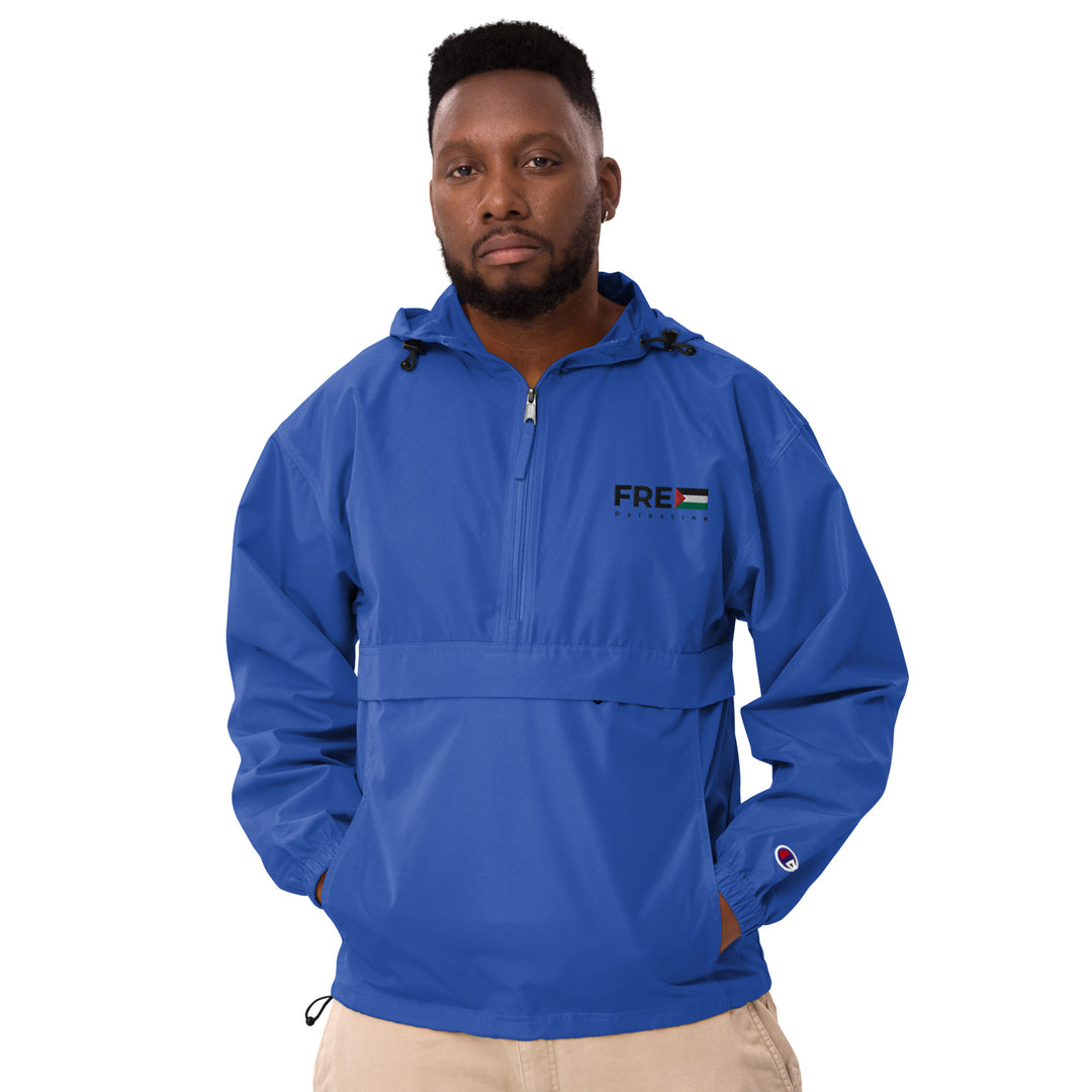 Men Embroidered Champion Packable Jacket | Free Palestine