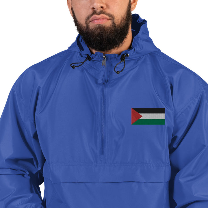 Men Embroidered Champion Packable Jacket | Palestine Flag