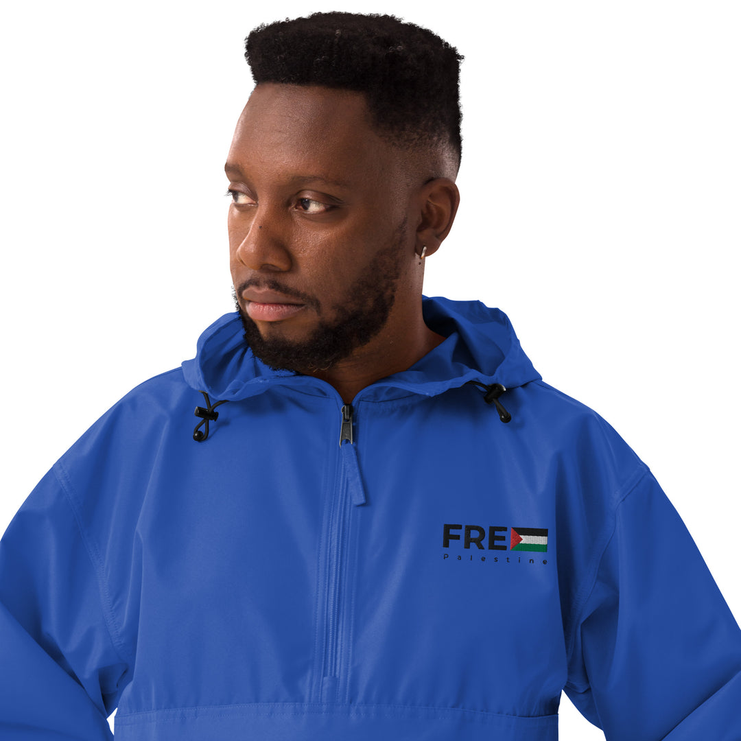 Men Embroidered Champion Packable Jacket | Free Palestine