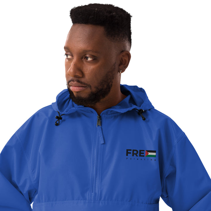 Men Embroidered Champion Packable Jacket | Free Palestine