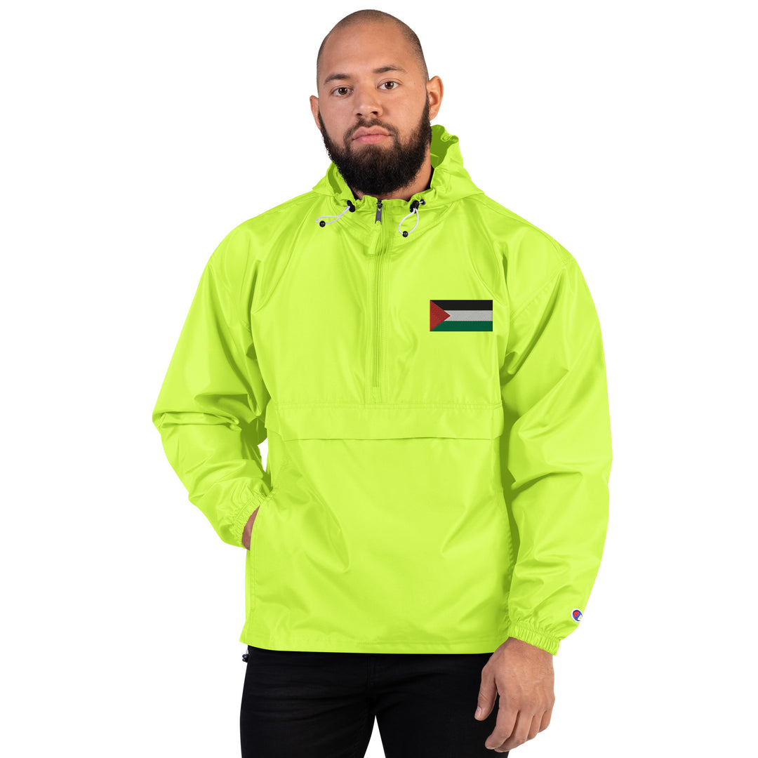 Men Embroidered Champion Packable Jacket | Palestine Flag