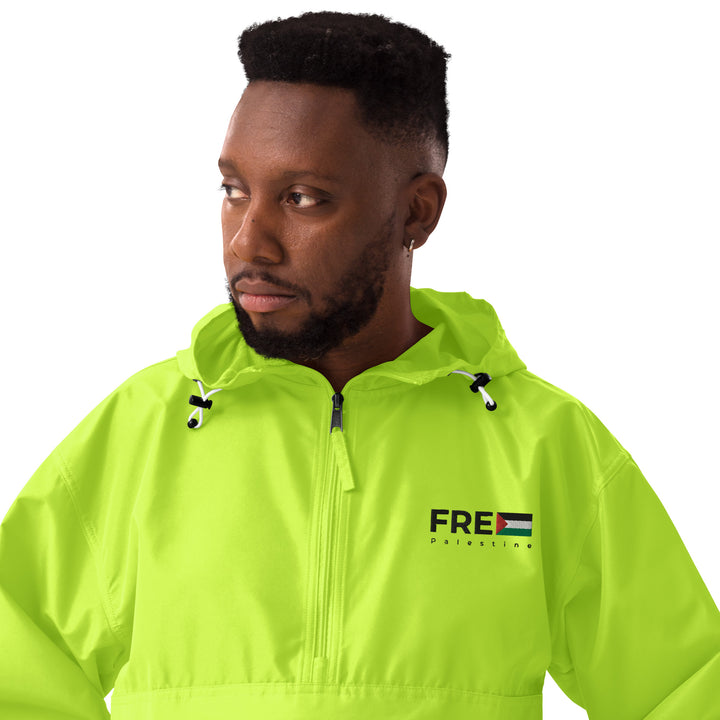 Men Embroidered Champion Packable Jacket | Free Palestine