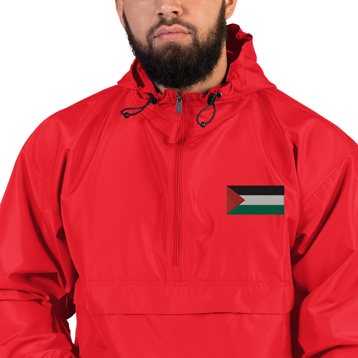 Men Embroidered Champion Packable Jacket | Palestine Flag