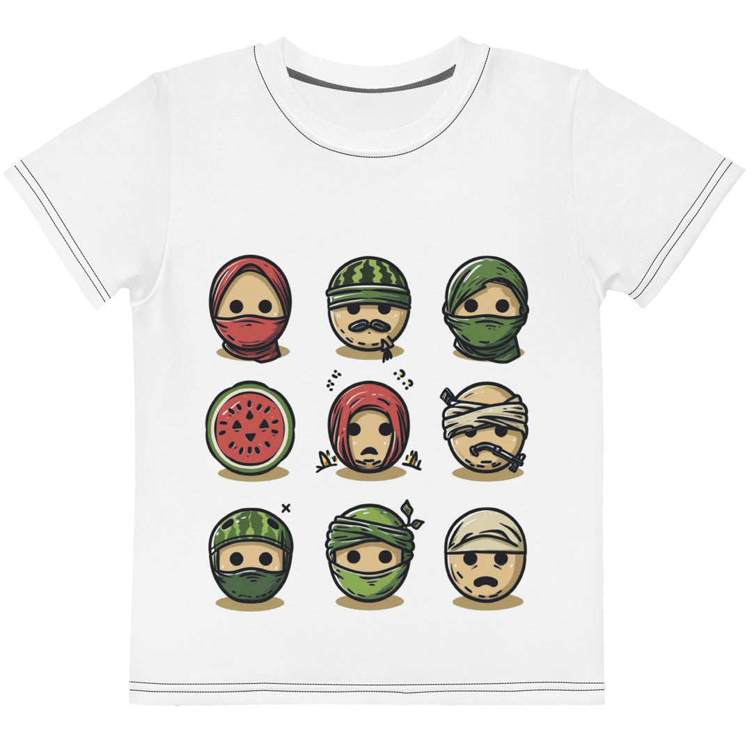 Kids crew neck t-shirt - Palestine Emoji, T Shirt White