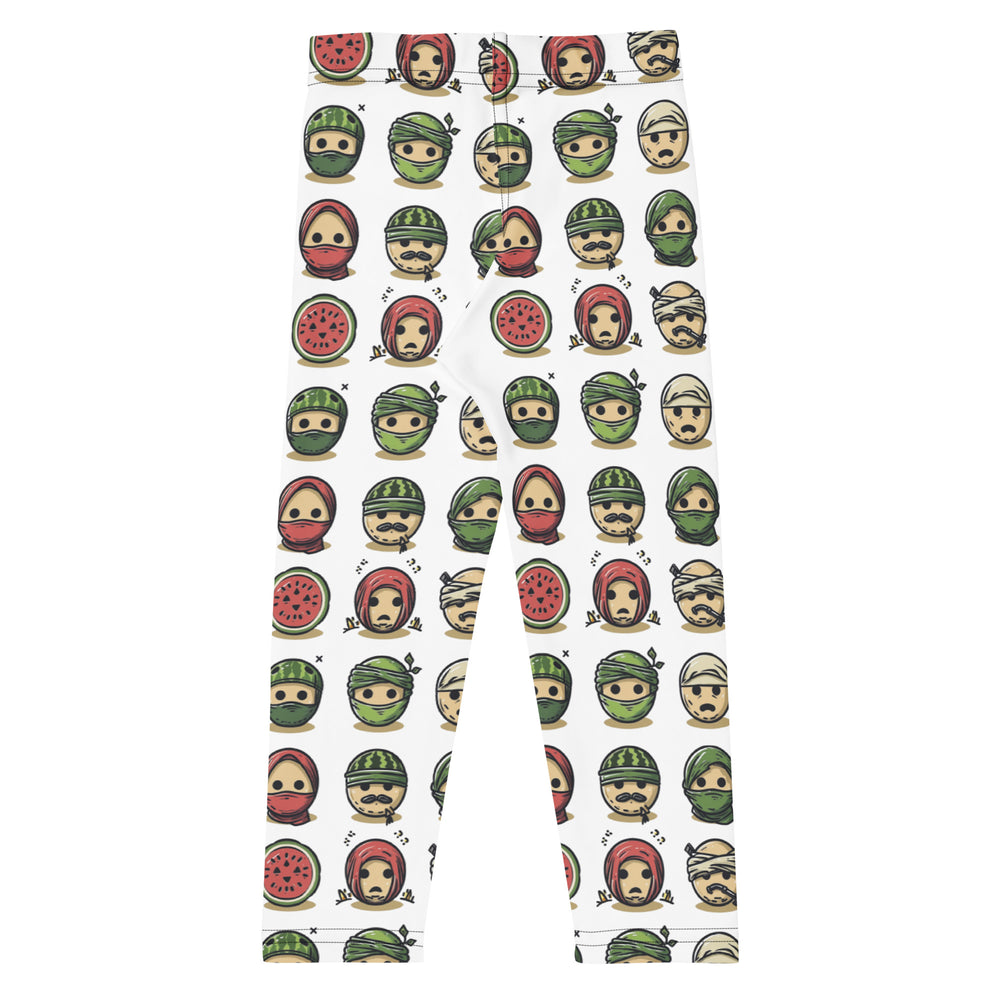 Kid's Leggings - Palestine Emoji, White