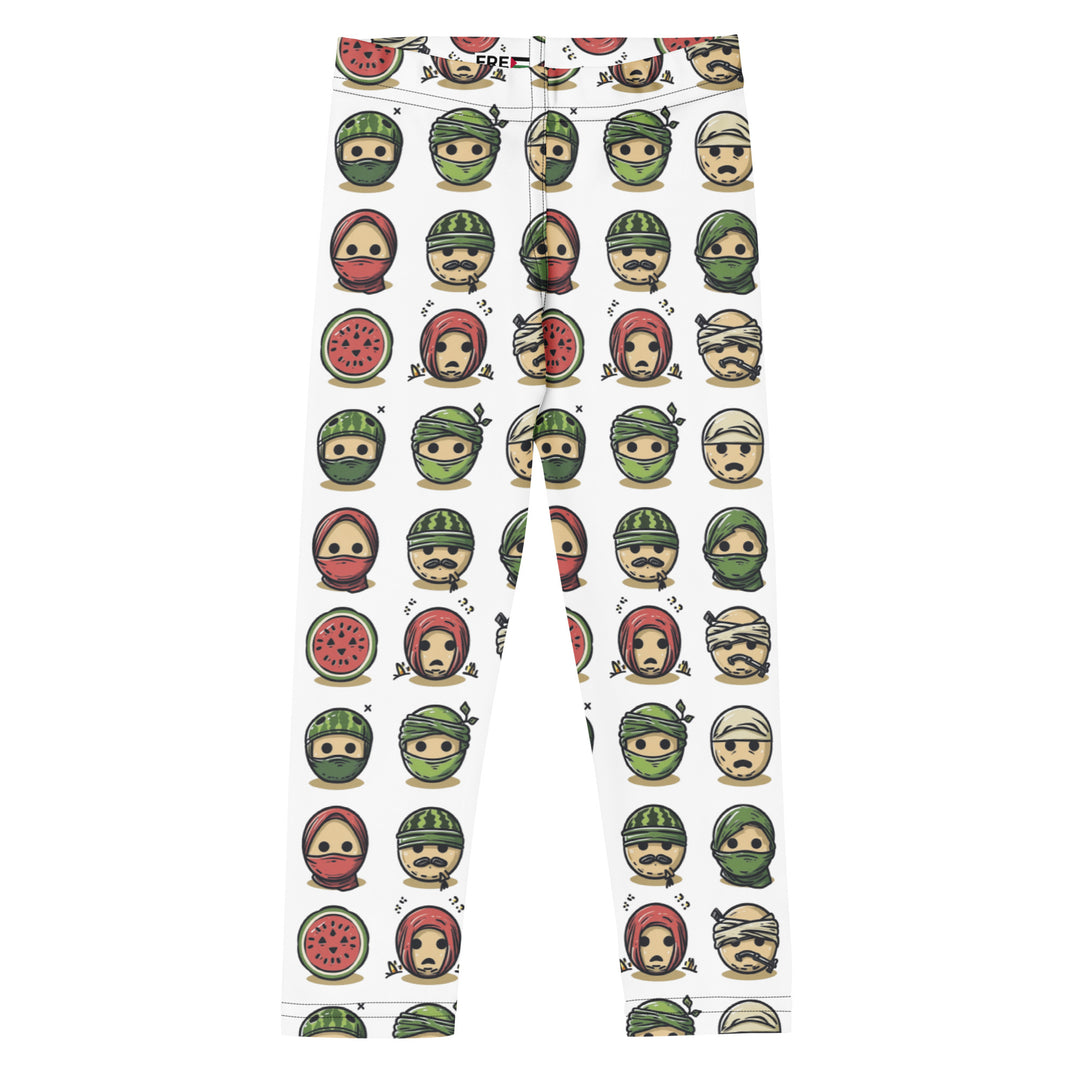 Kid's Leggings - Palestine Emoji, White