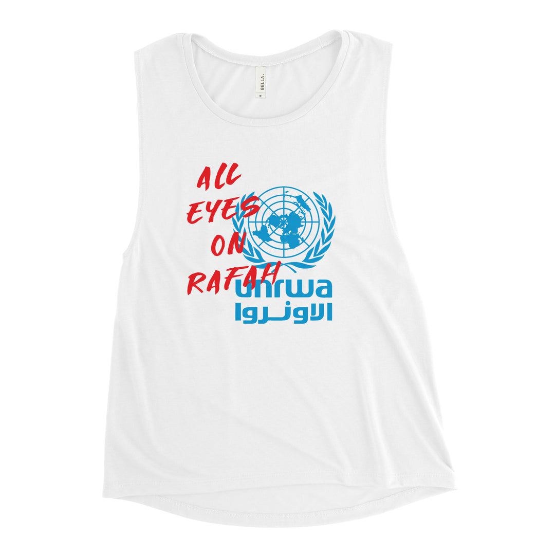 Ladies’ Muscle Tank - All Eyes on Rafah, Womens Muscle Tank White