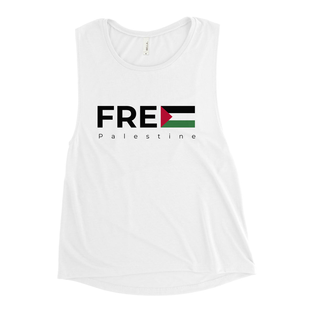 Ladies’ Muscle Tank - Free Palestine, Womens Muscle Tank White