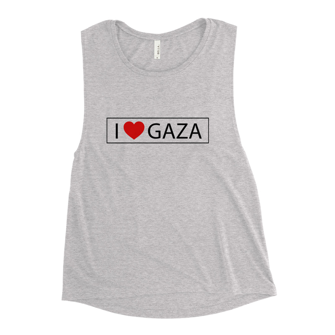 Ladies’ Muscle Tank - I Love Gaza, Womens Muscle Tank Athletic Heather