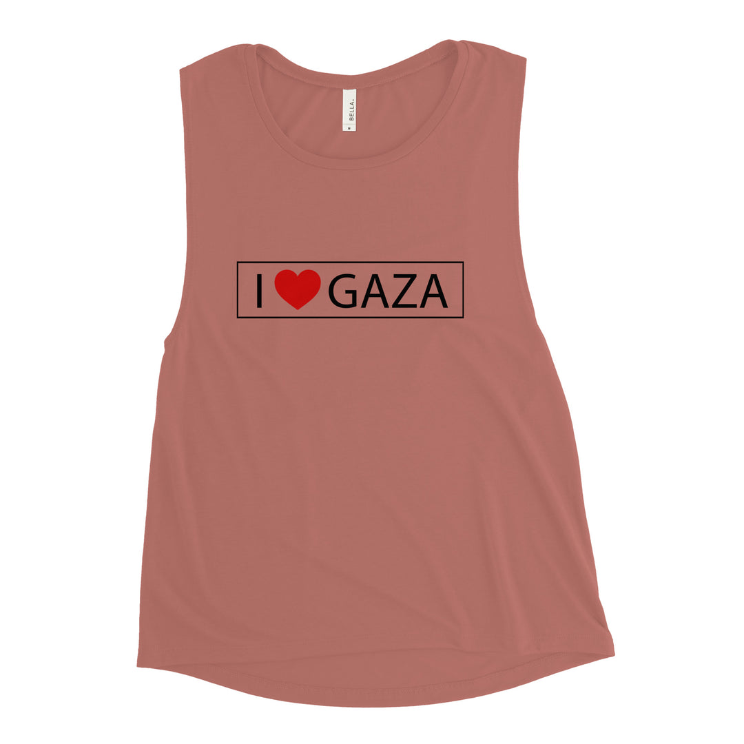 Ladies’ Muscle Tank - I Love Gaza, Womens Muscle Tank Mauve