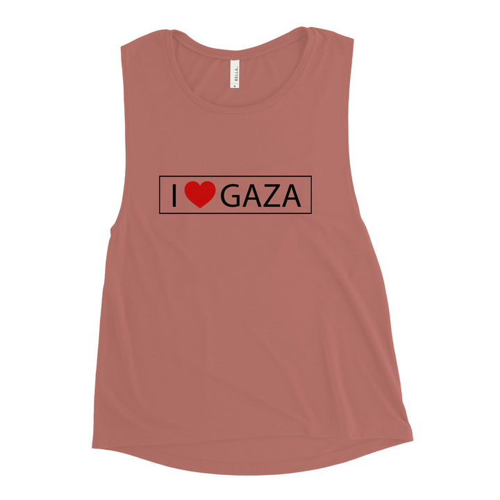 Ladies’ Muscle Tank - I Love Gaza, Womens Muscle Tank Mauve
