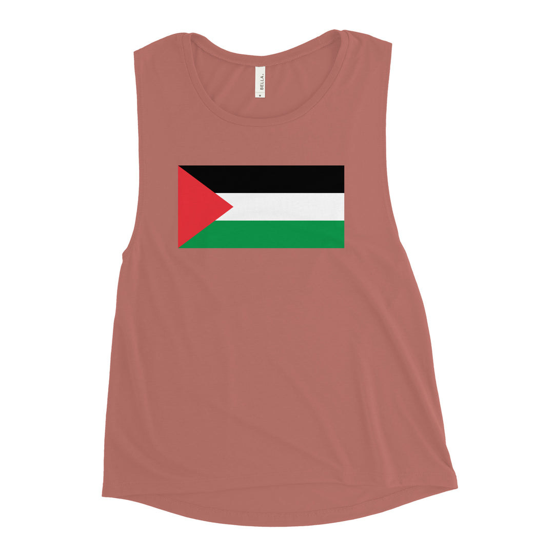 Ladies’ Muscle Tank - Palestine Flag, Womens Muscle Tank Mauve
