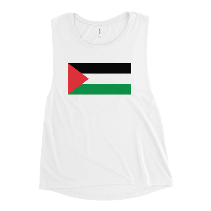 Ladies’ Muscle Tank - Palestine Flag, Womens Muscle Tank White