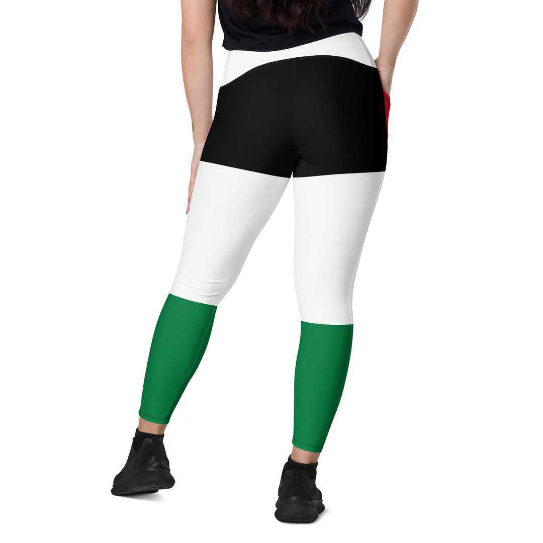 Leggings with pockets - Palestine Flag, Recycled Leggings With Pockets White