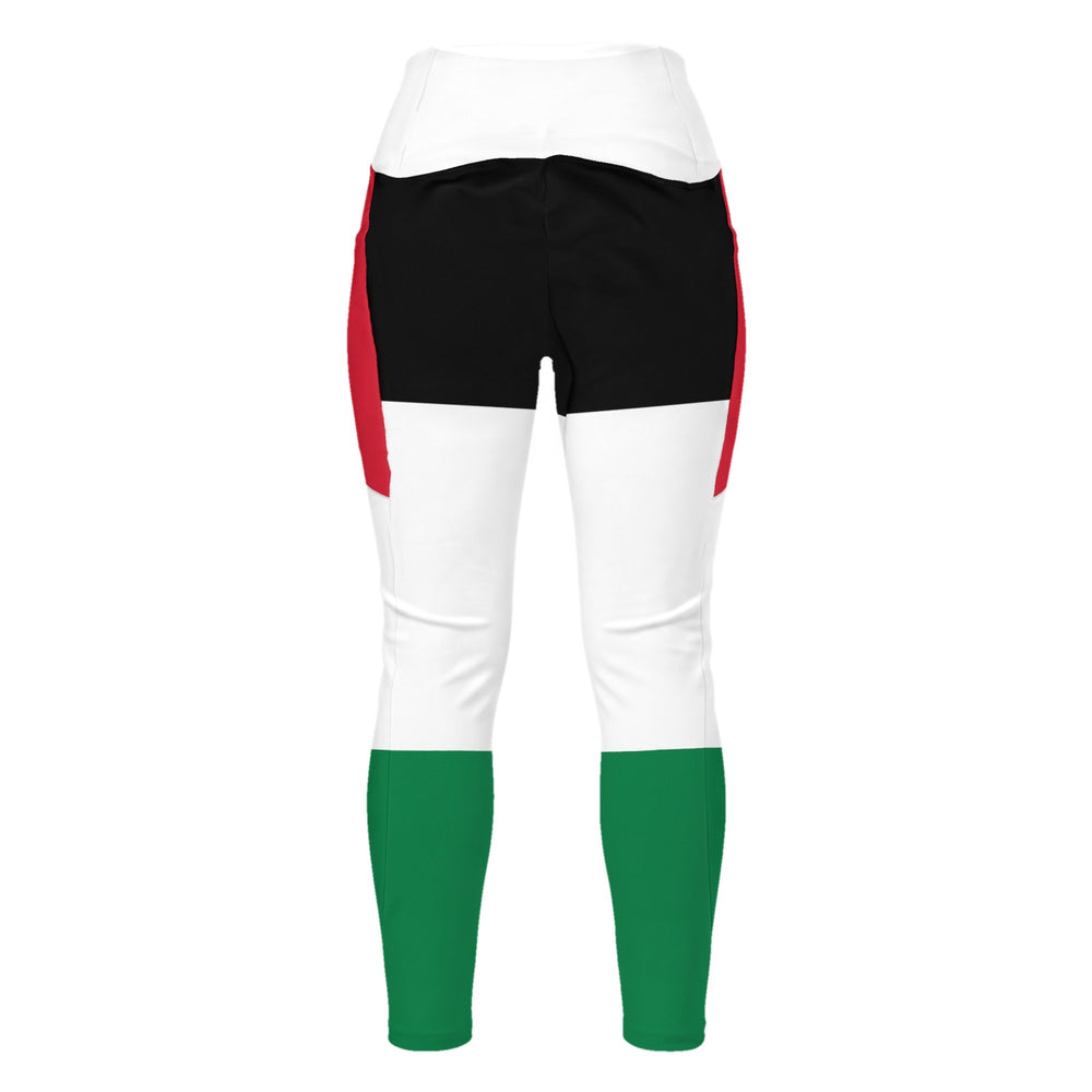 Leggings with pockets - Palestine Flag, Recycled Leggings With Pockets White