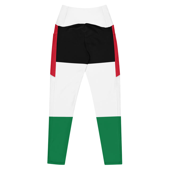 Leggings with pockets - Palestine Flag, Recycled Leggings With Pockets White