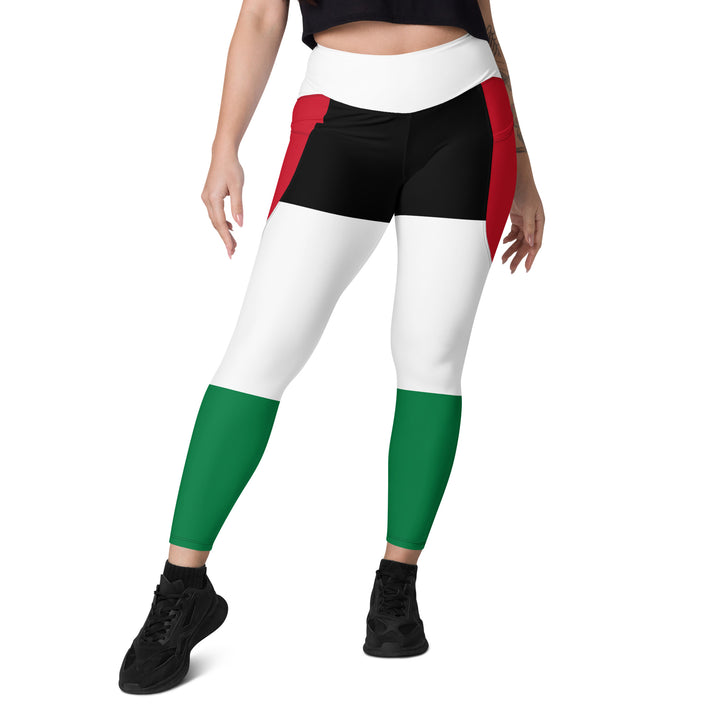 Leggings with pockets - Palestine Flag, Recycled Leggings With Pockets White