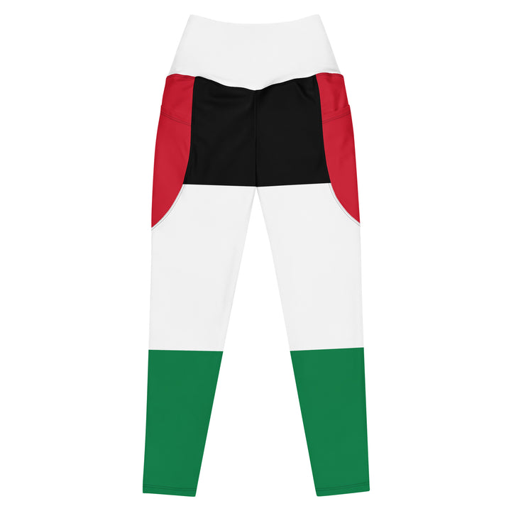 Leggings with pockets - Palestine Flag, Recycled Leggings With Pockets White