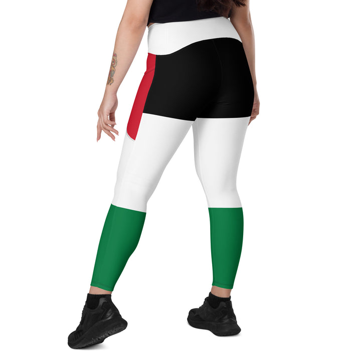 Leggings with pockets - Palestine Flag, Recycled Leggings With Pockets White Left