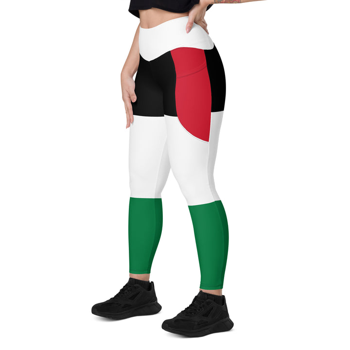 Leggings with pockets - Palestine Flag, Recycled Leggings With Pockets White