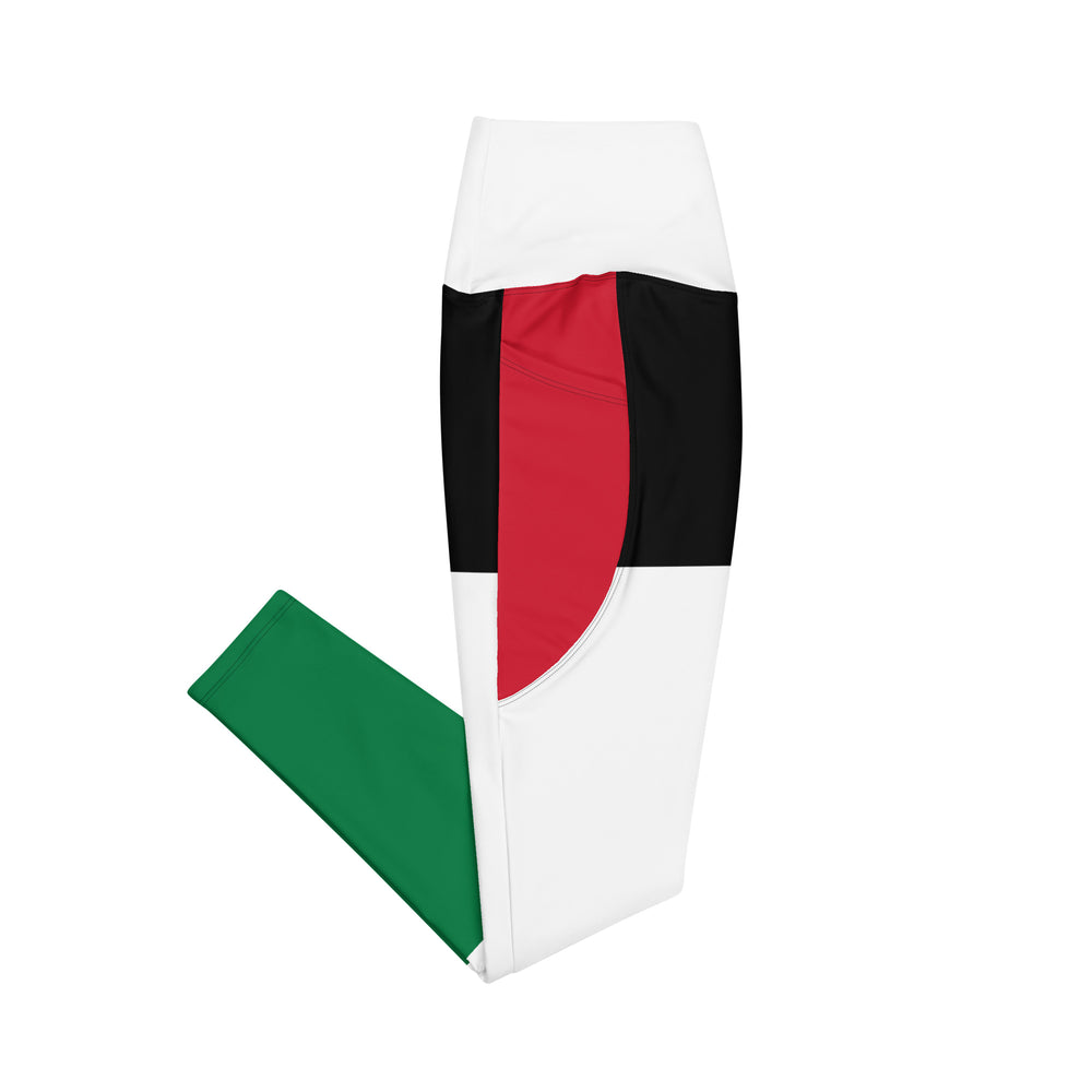 Leggings with pockets - Palestine Flag, Recycled Leggings With Pockets White