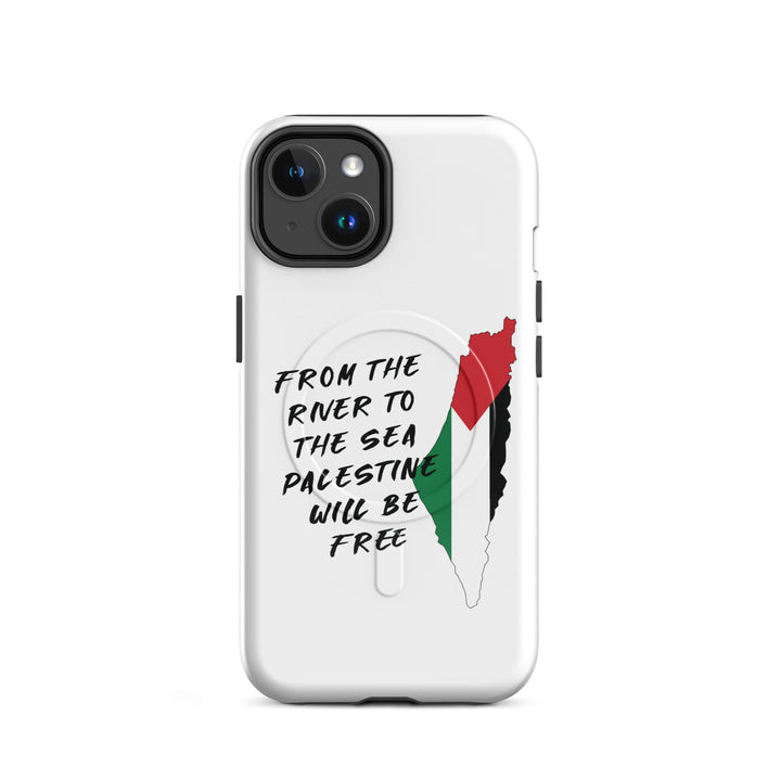 MagSafe® tough case for iPhone® | Palestine Map – glossy iPhone 14, front view