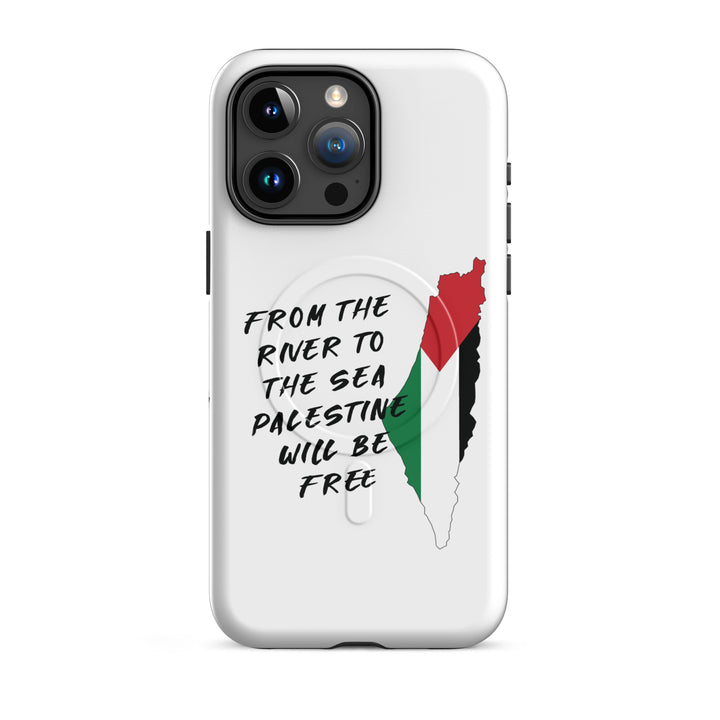 MagSafe® tough case for iPhone® | Palestine Map – glossy iPhone 15 pro max, front view