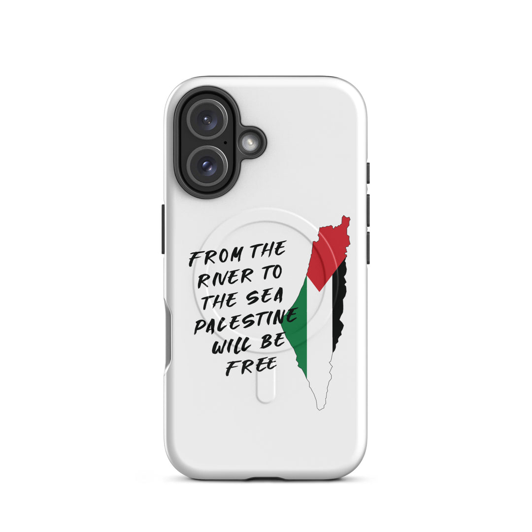 MagSafe® tough case for iPhone® | Palestine Map – glossy iPhone 16, front view