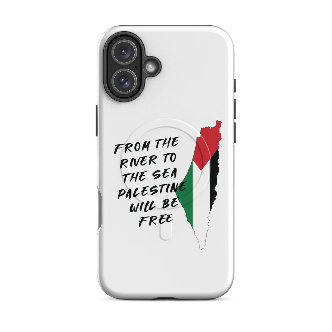MagSafe® tough case for iPhone® | Palestine Map – glossy iPhone 16 plus, front view