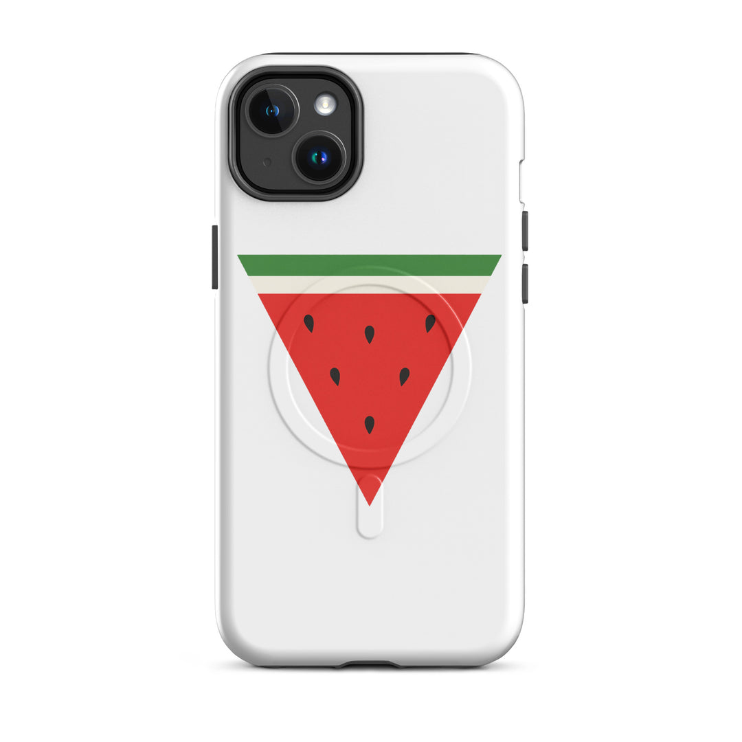 MagSafe® tough case for iPhone® | Triangle Watermelon – glossy iPhone 14 plus, front view