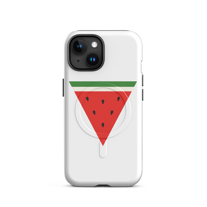 MagSafe® tough case for iPhone® | Triangle Watermelon – glossy iPhone 15, front view