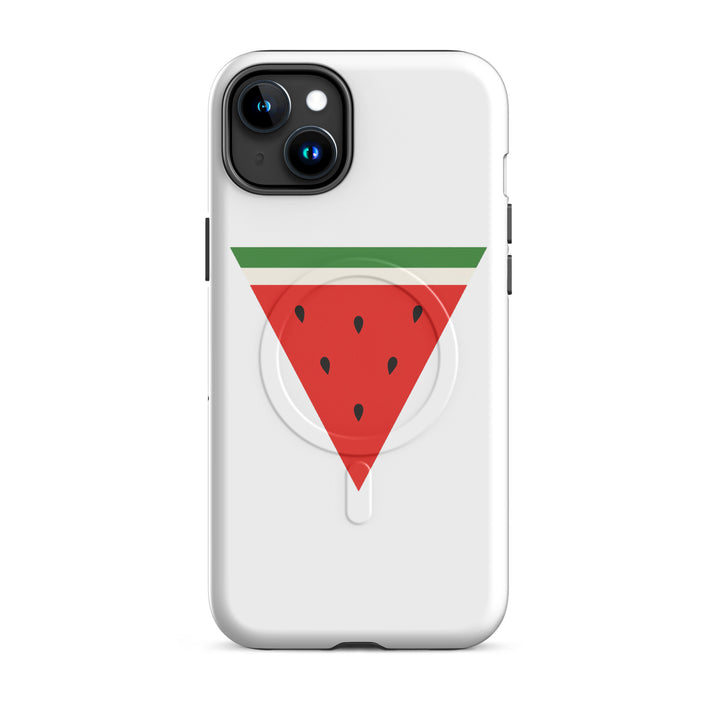 MagSafe® tough case for iPhone® | Triangle Watermelon – glossy iPhone 15 plus, front view