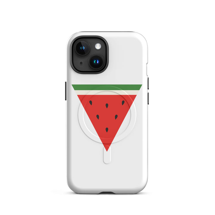 MagSafe® tough case for iPhone® | Triangle Watermelon – matte iPhone 15, front view