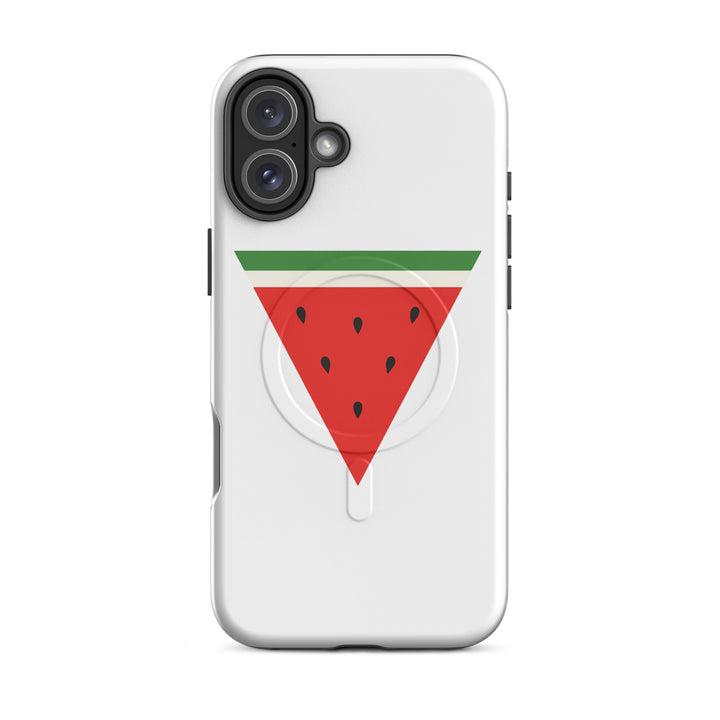 MagSafe® tough case for iPhone® | Triangle Watermelon – matte iPhone 16 plus, front view