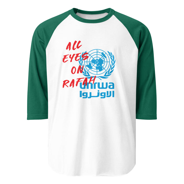 Men 3/4 sleeve raglan shirt - All Eyes on Rafah, 34 Sleeve Raglan Shirt White Kelly