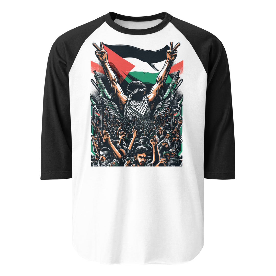 Men 3/4 sleeve raglan shirt - Art by Moh, 34 Sleeve Raglan Shirt White Black