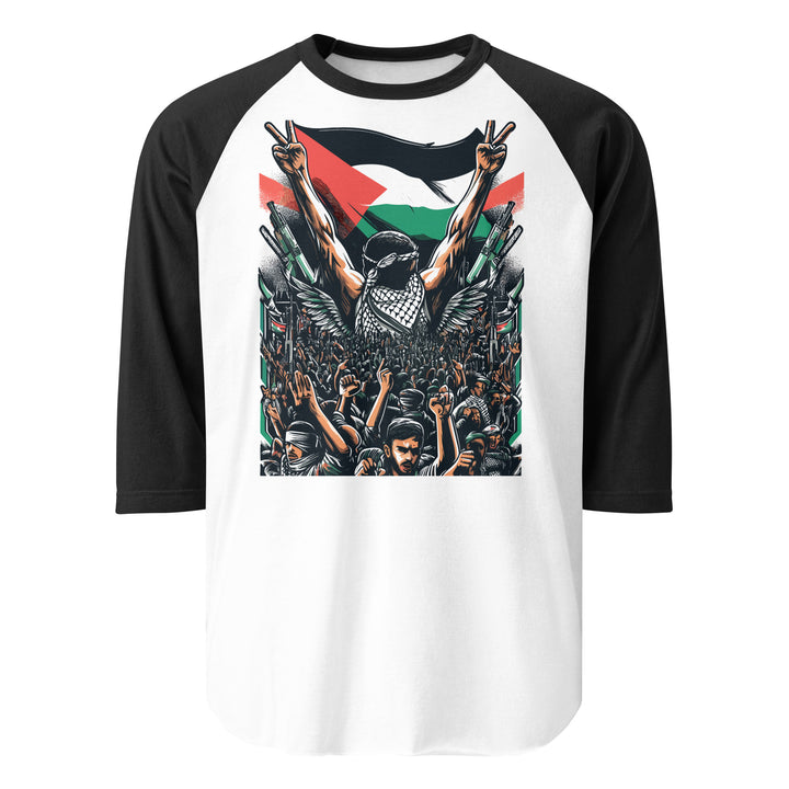 Men 3/4 sleeve raglan shirt - Art by Moh, 34 Sleeve Raglan Shirt White Black